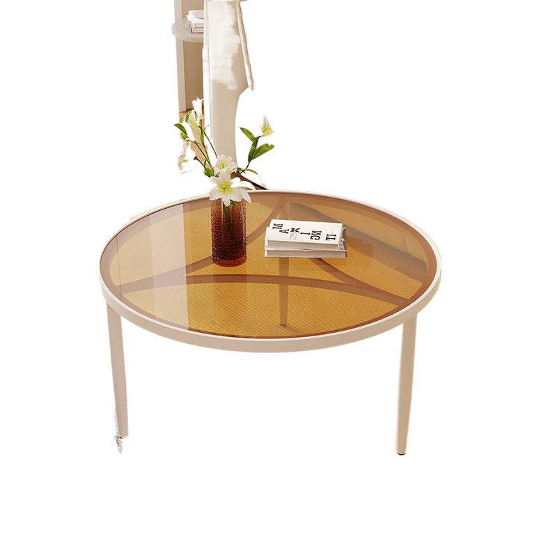 Nordic Round Glass Iron 3-Leg Coffee Table