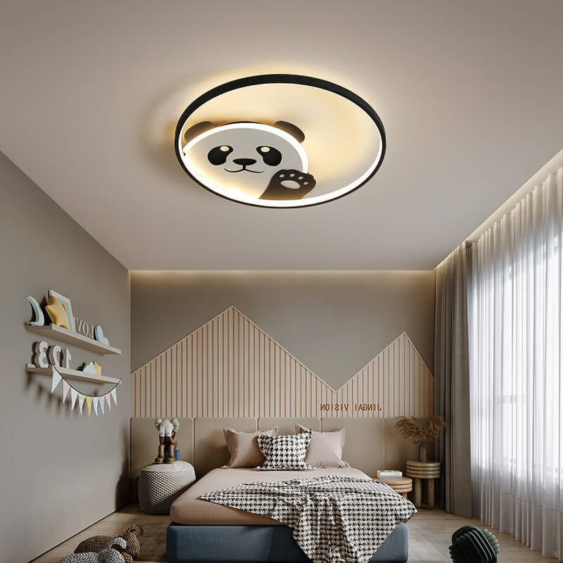 Cartoon Panda Round LED Flush Mount Light