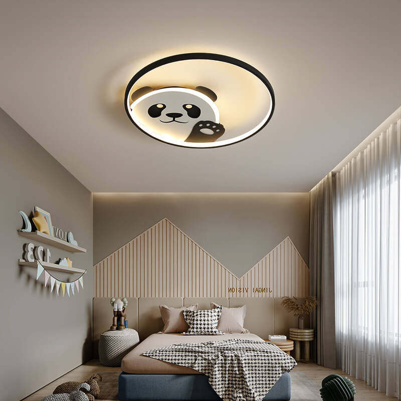 Cartoon Panda Round LED Flush Mount Light