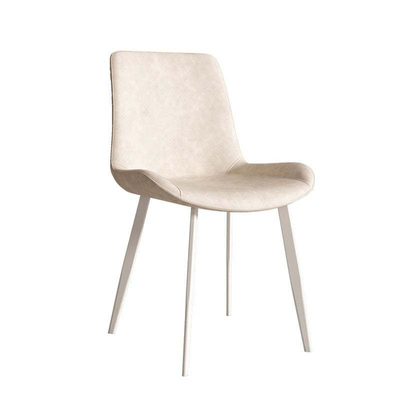 Scandinavian Leather Steel Curved Dining Chair