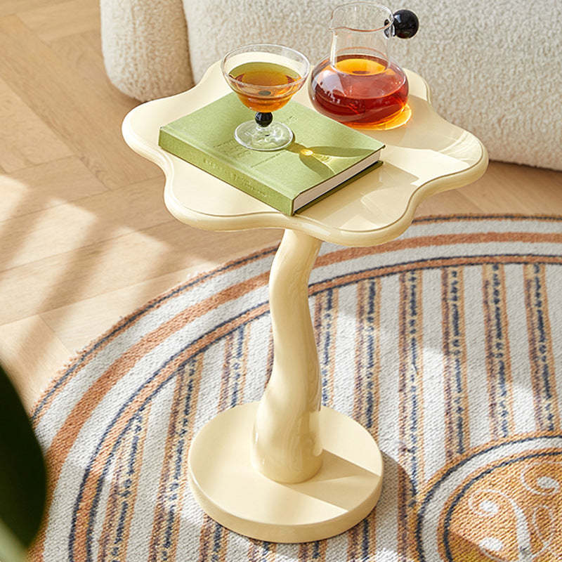 French Petal Wood Iron Side Table