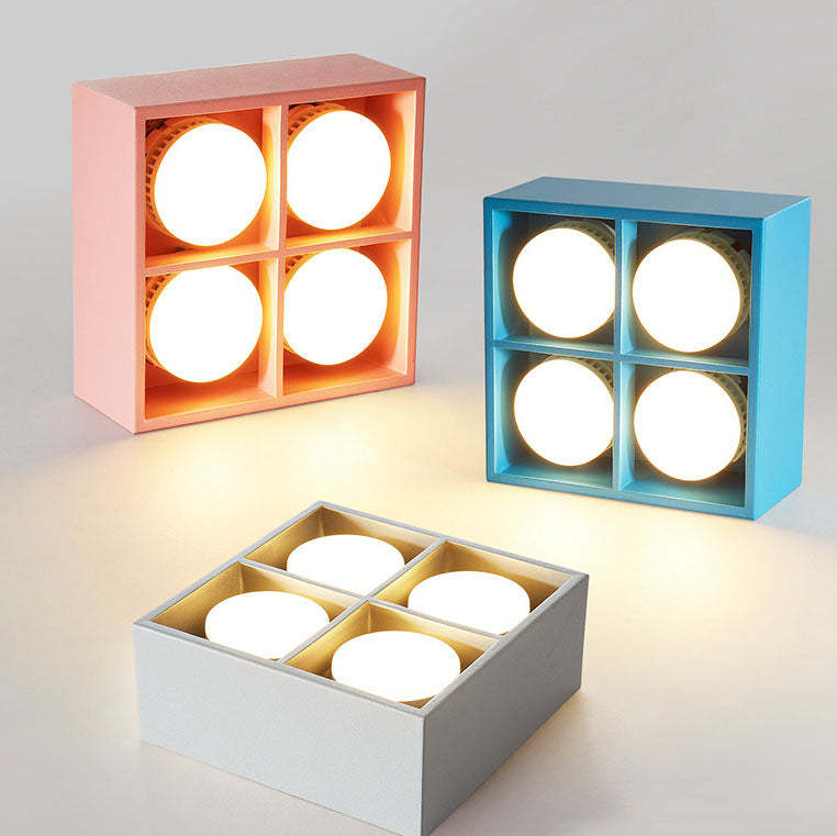 Minimalist Square Iron Spotlight LED Flush Mount Light