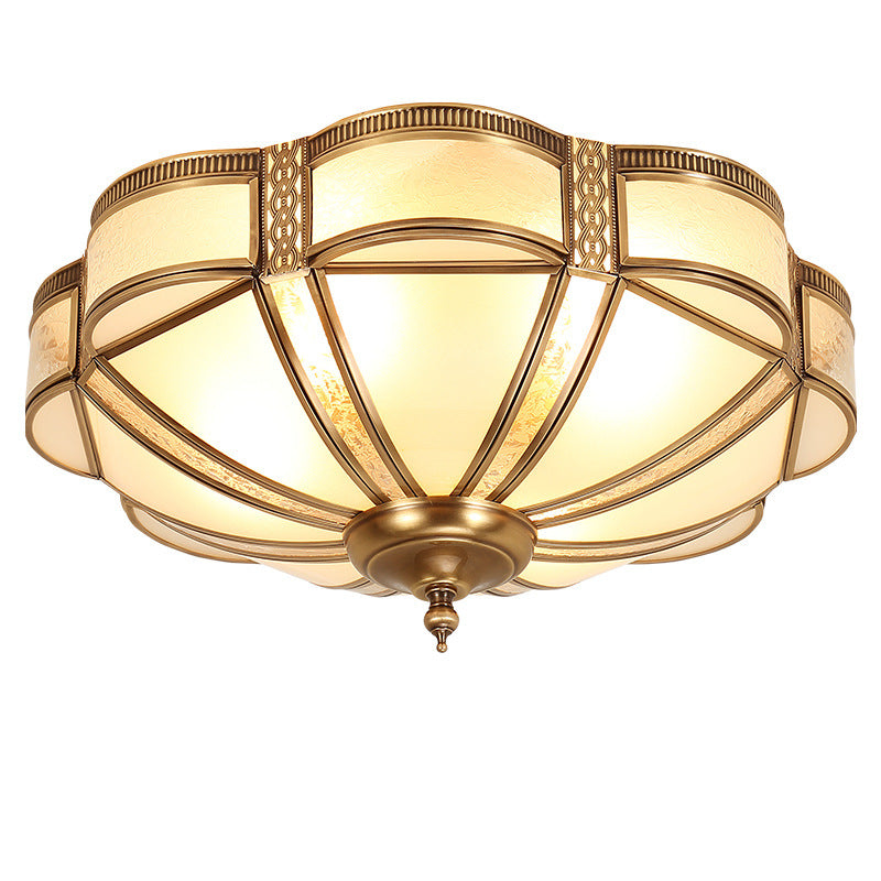European Floral Copper Glass 3/4/6-Light Flush Mount