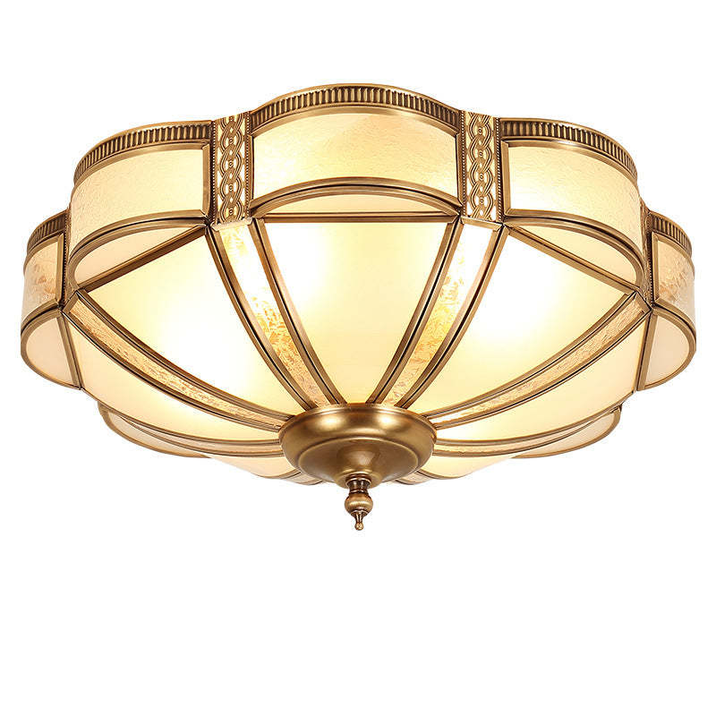 European Floral Copper Glass 3/4/6-Light Flush Mount