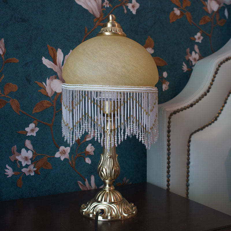Vintage Bohemian Glass Dome Tassel Lamp