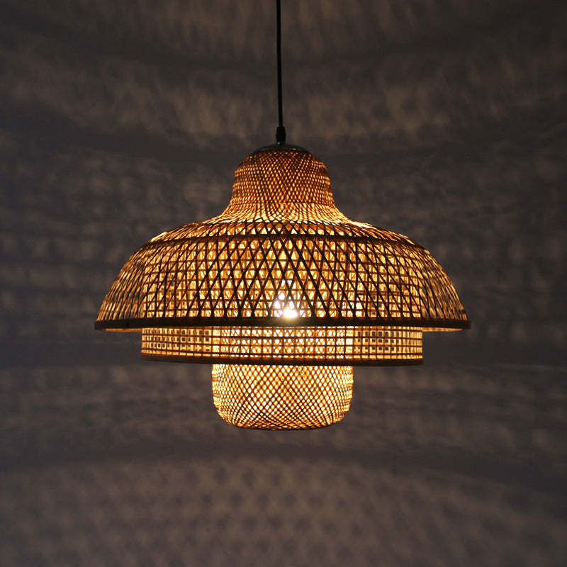 Japanese Vintage Triple Bamboo Pendant Light