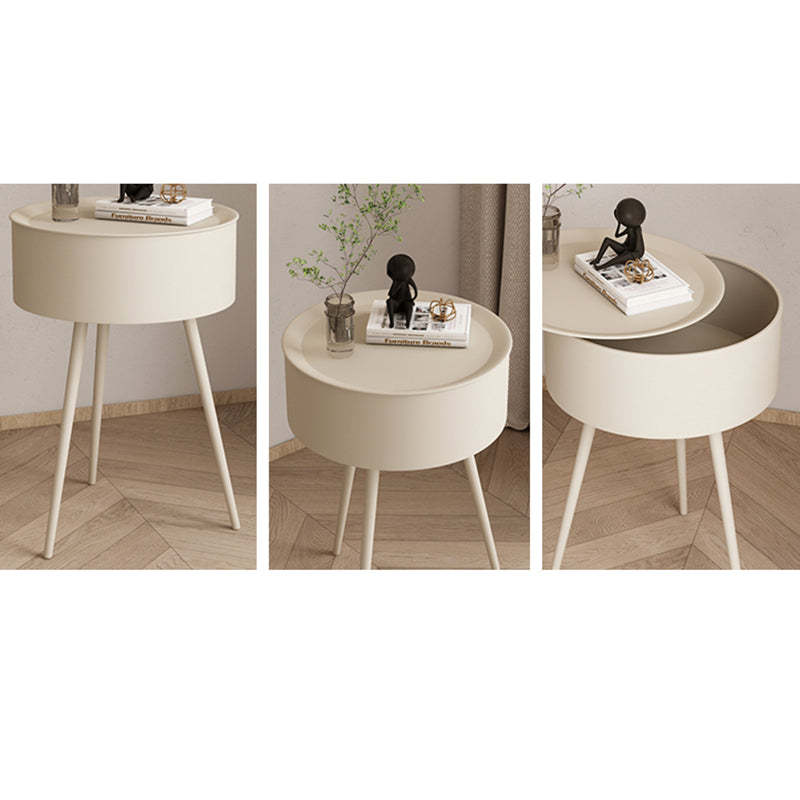 Minimalist Round Iron 1-Storage Nightstand — Gray