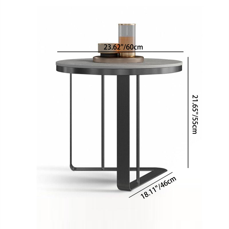 Modern Triangle Base Slate Metal End Table