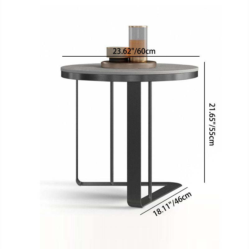 Modern Triangle Base Slate Metal End Table