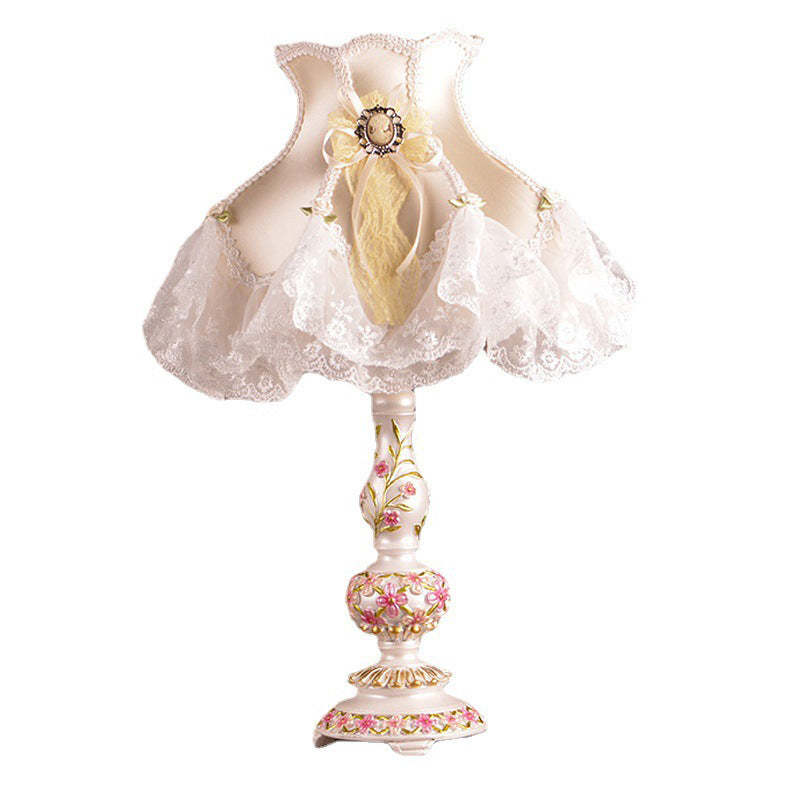 Scandinavian Sculpted Floral Resin Table Lamp