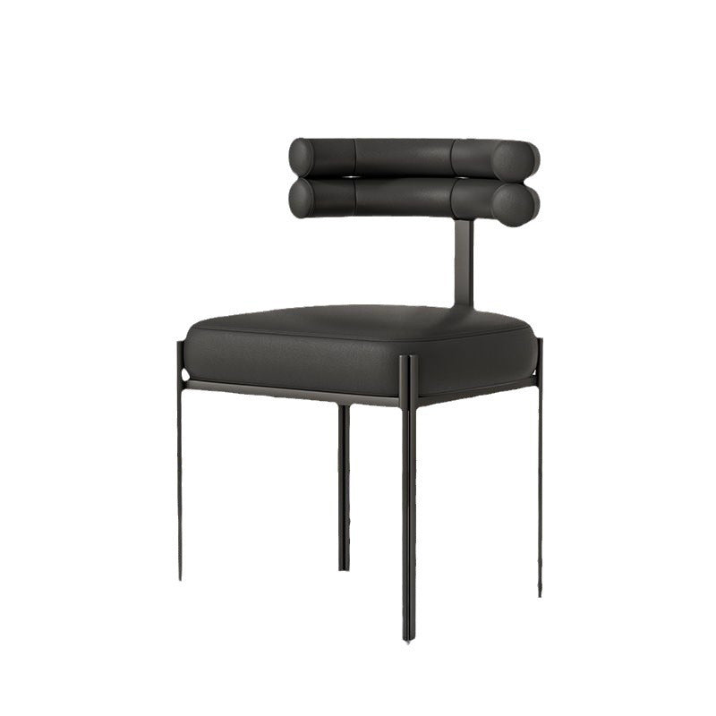 Contemporary Half-Arc Leather Metal Dining Chair