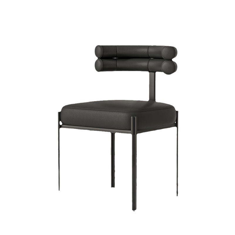 Contemporary Half-Arc Leather Metal Dining Chair