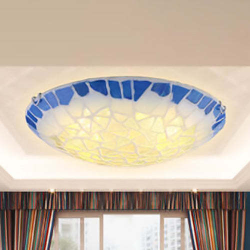 Vintage Mediterranean Shell Dome Flush Ceiling Light