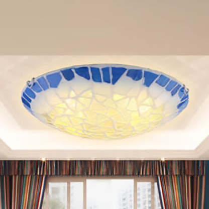 Vintage Mediterranean Shell Dome Flush Ceiling Light