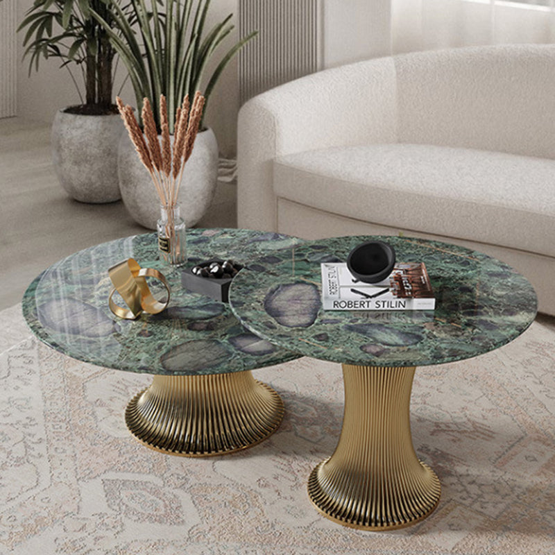 Contemporary Marble Steel Coffee Table Set