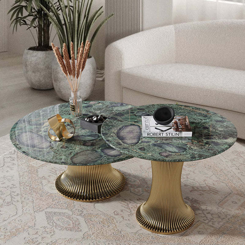 Contemporary Marble Steel Coffee Table Set