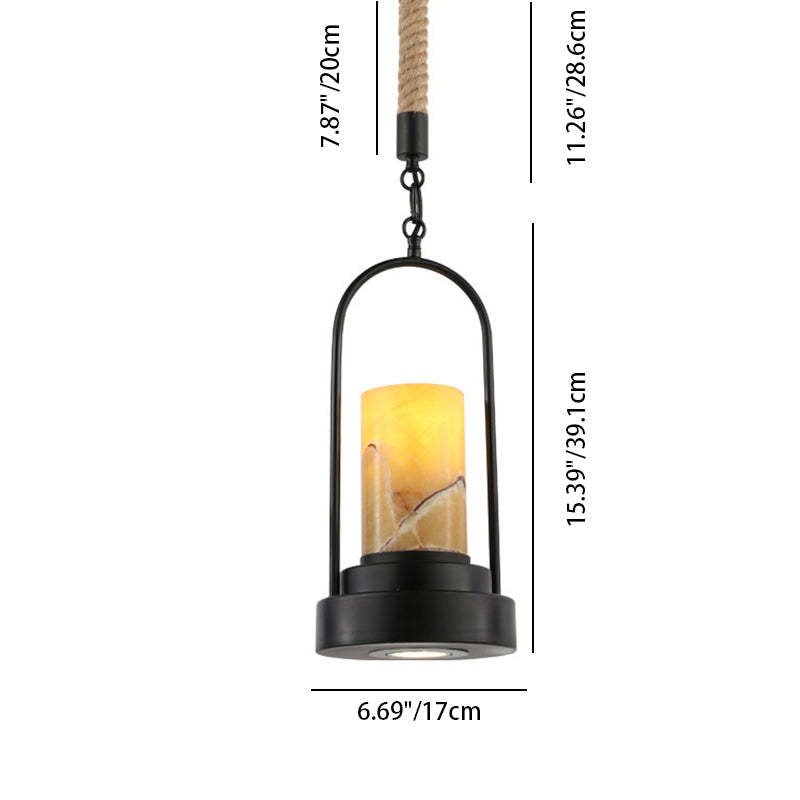 Vintage Industrial Candle Hemp Wire LED Pendant Light