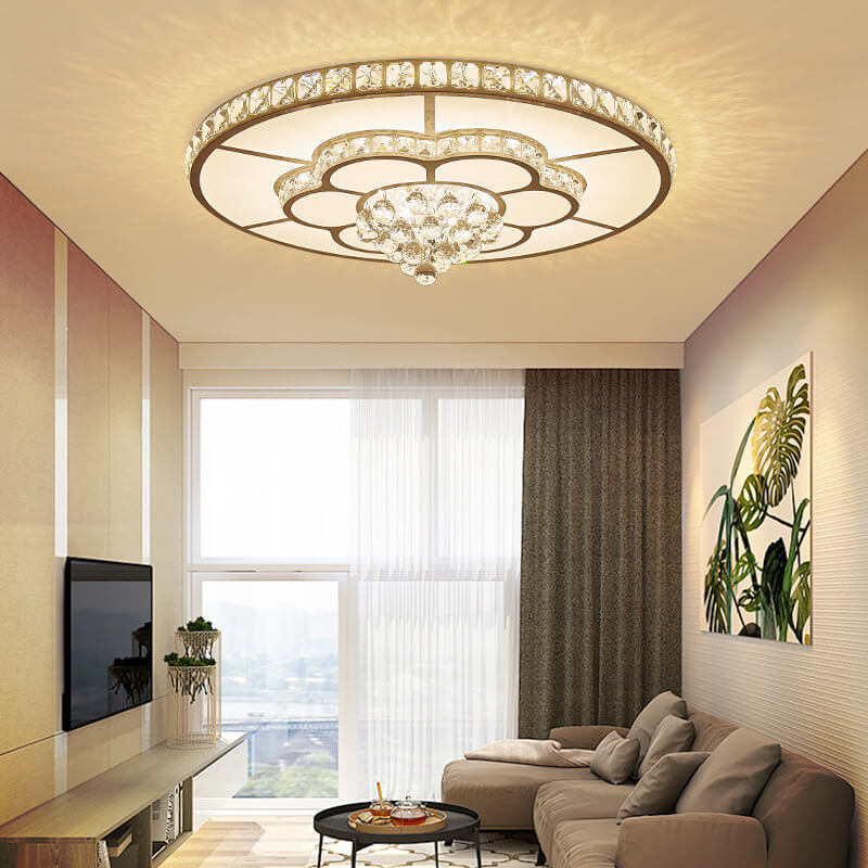 Modern Luxury Round Crystal LED Flush Mount Light