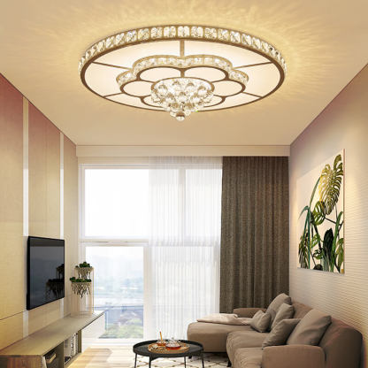 Modern Luxury Round Crystal LED Flush Mount Light