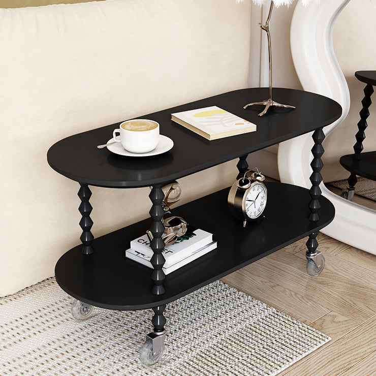 Vintage Oval Wood Plastic 2-Tier Side Table