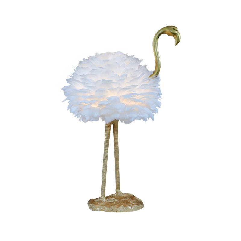 Nordic Goose Feather Metal Flamingo Ball Table Lamp