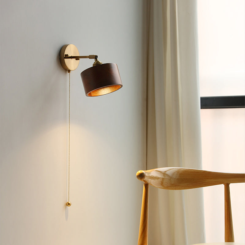 Scandinavian Cone Dome Copper Wood Sconce