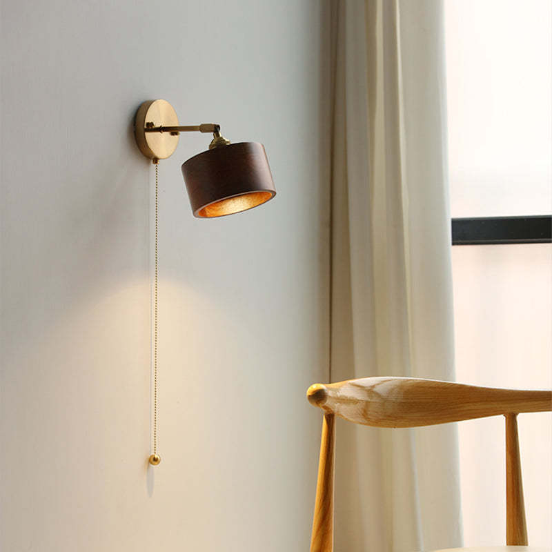 Scandinavian Cone Dome Copper Wood Sconce