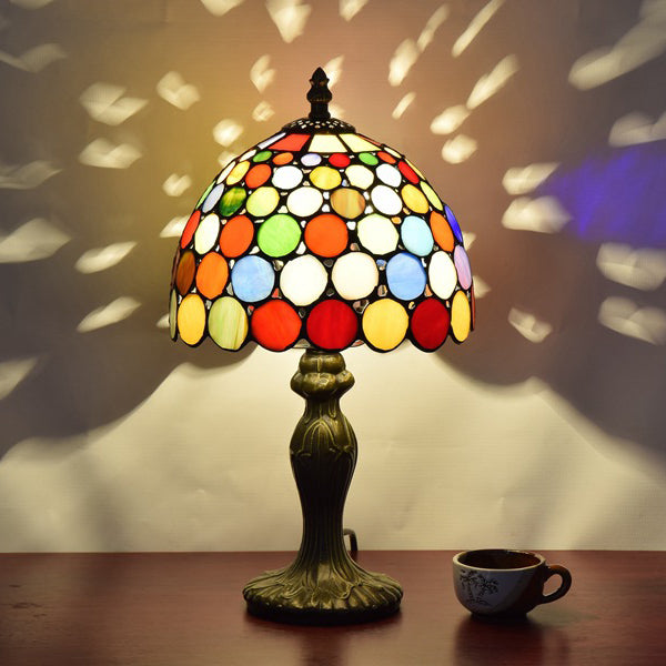 Traditional Tiffany Dome Aluminum Glass Table Lamp