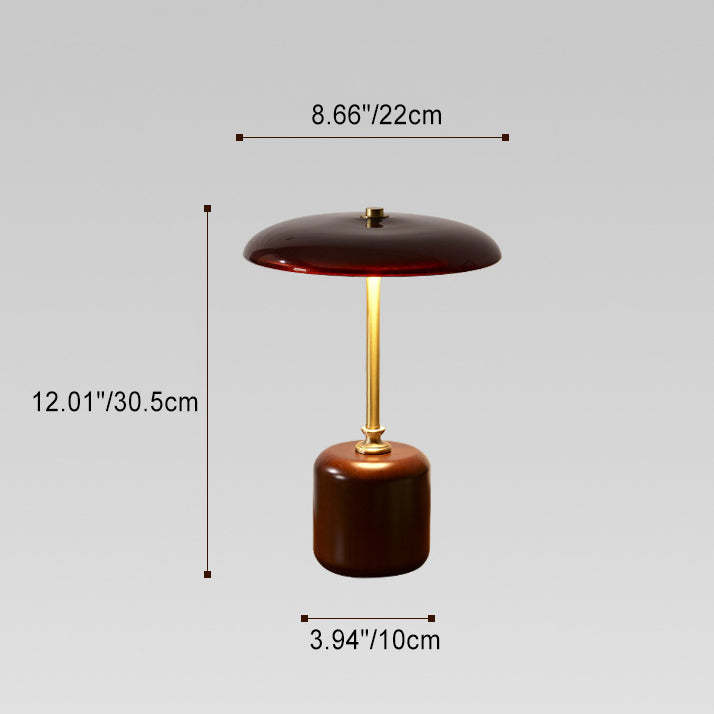 Retro Brass Wood Glass Cylinder LED Table Lamp