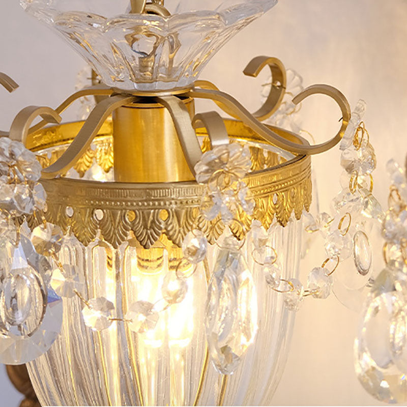 French Court Lantern Brass Crystal Sconce