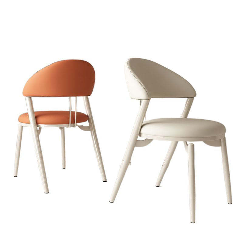 Nordic Leather Upholstered Steel Open Back Dining Chair