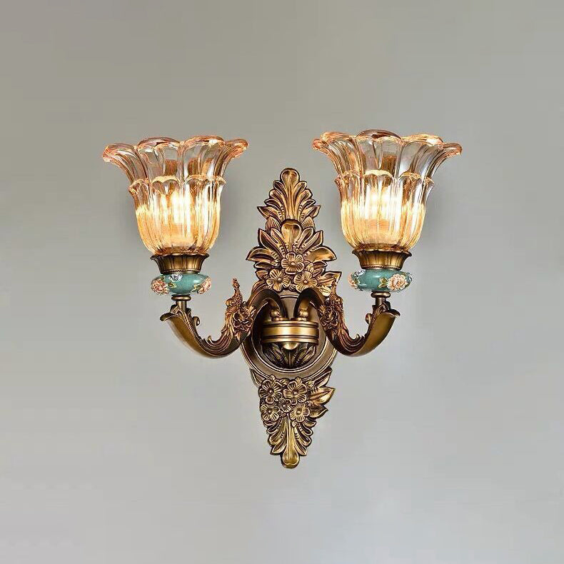 European Resin Zinc Alloy Glass Flower Sconce