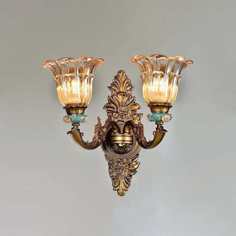 European Resin Zinc Alloy Glass Flower Sconce