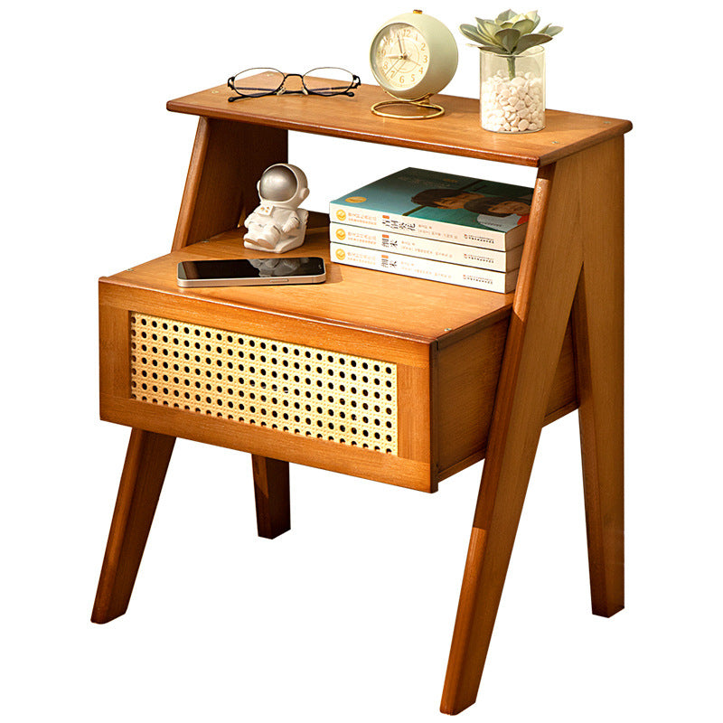Contemporary Rectangular Wood 1-Drawer End Table