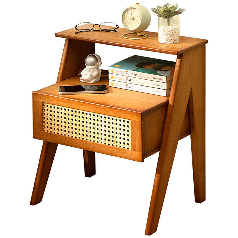 Contemporary Rectangular Wood 1-Drawer End Table