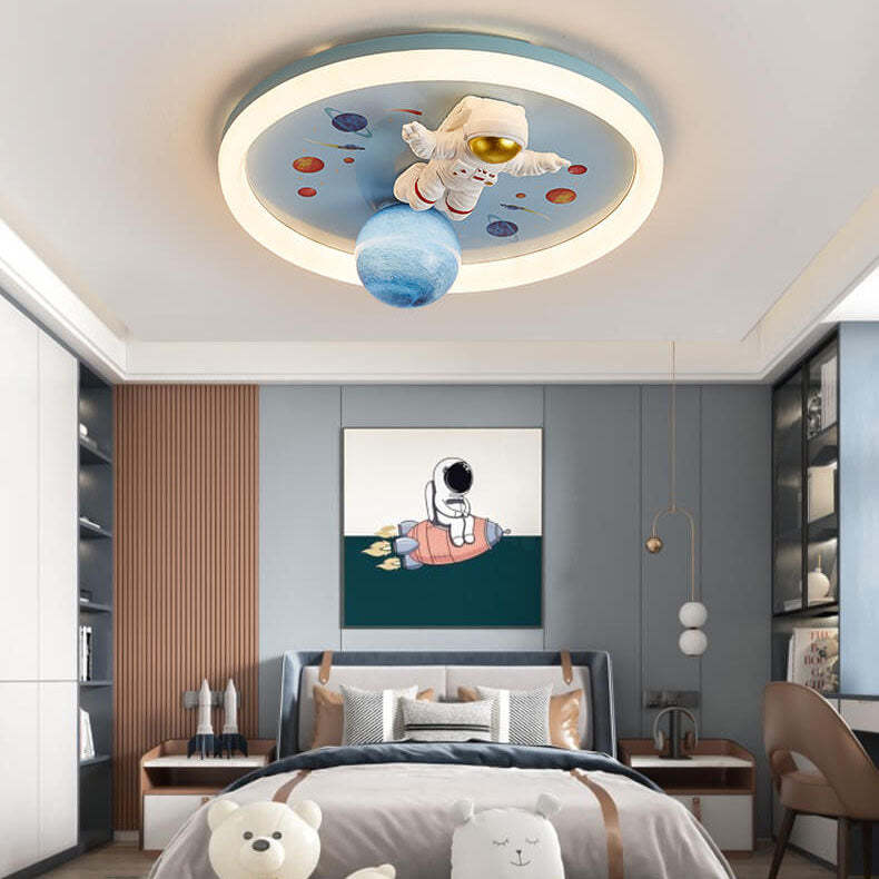 Cartoon Resin Astronaut Acrylic LED Flush Ceiling Light