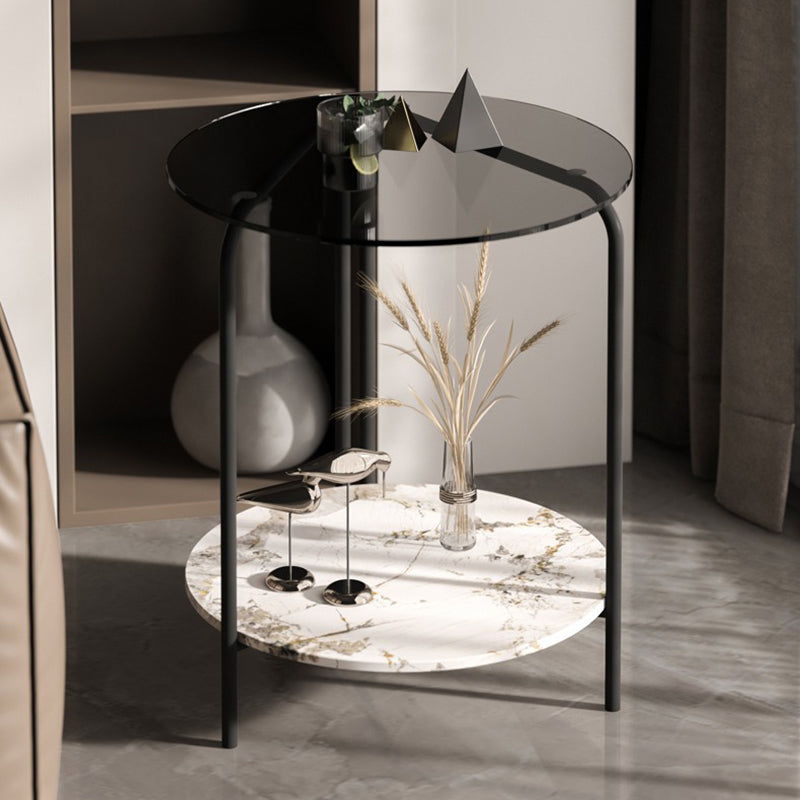 Contemporary Round Glass Top End Table