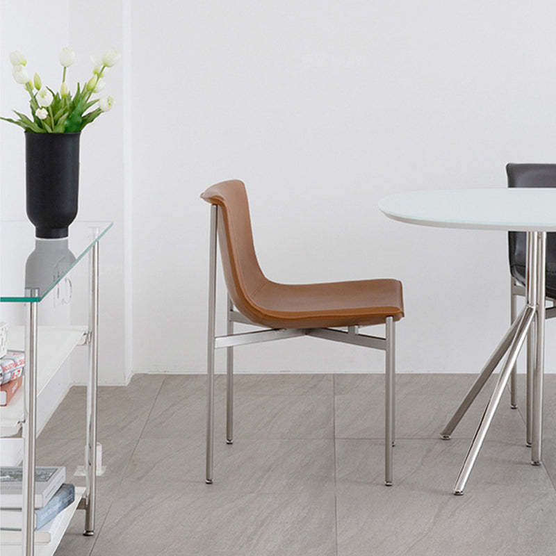 Nordic Curved Leather Steel Dining Chair