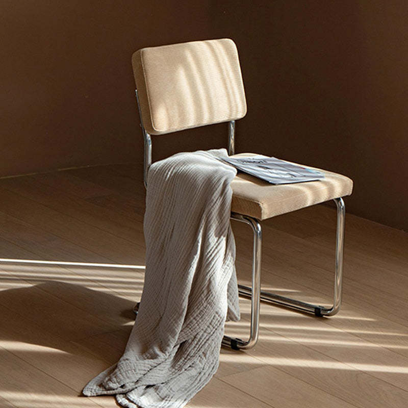 Nordic Fabric Steel Bracket Dining Chair — Yellow