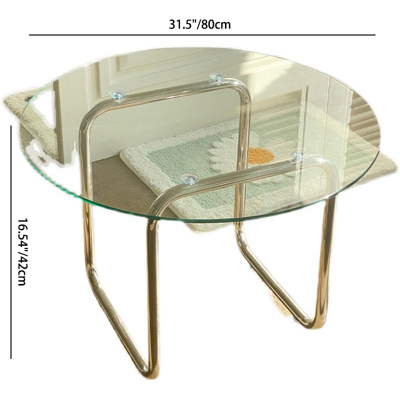 Minimalist Round Glass Steel Coffee Table