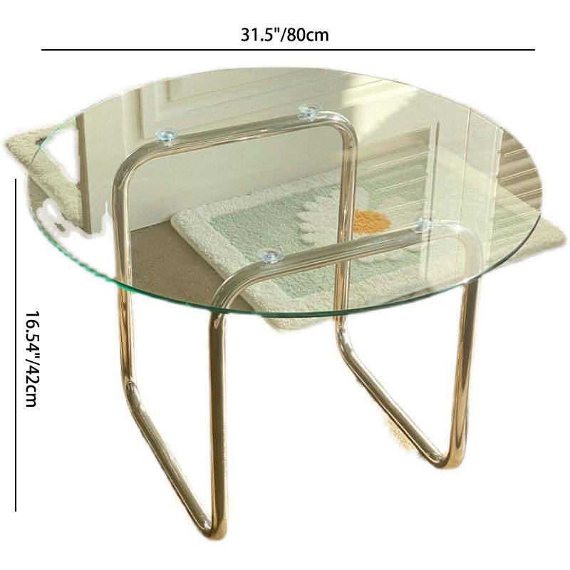 Minimalist Round Glass Steel Coffee Table