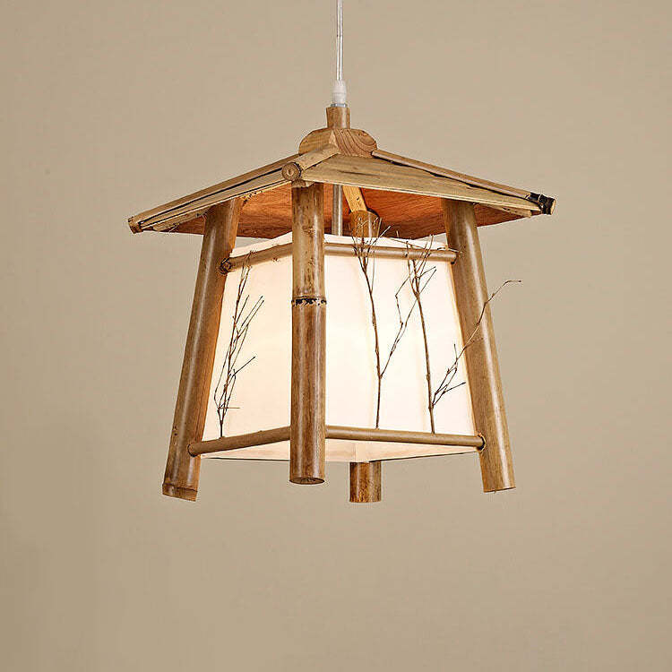 Japanese Rustic Bamboo Woven Pendant Light