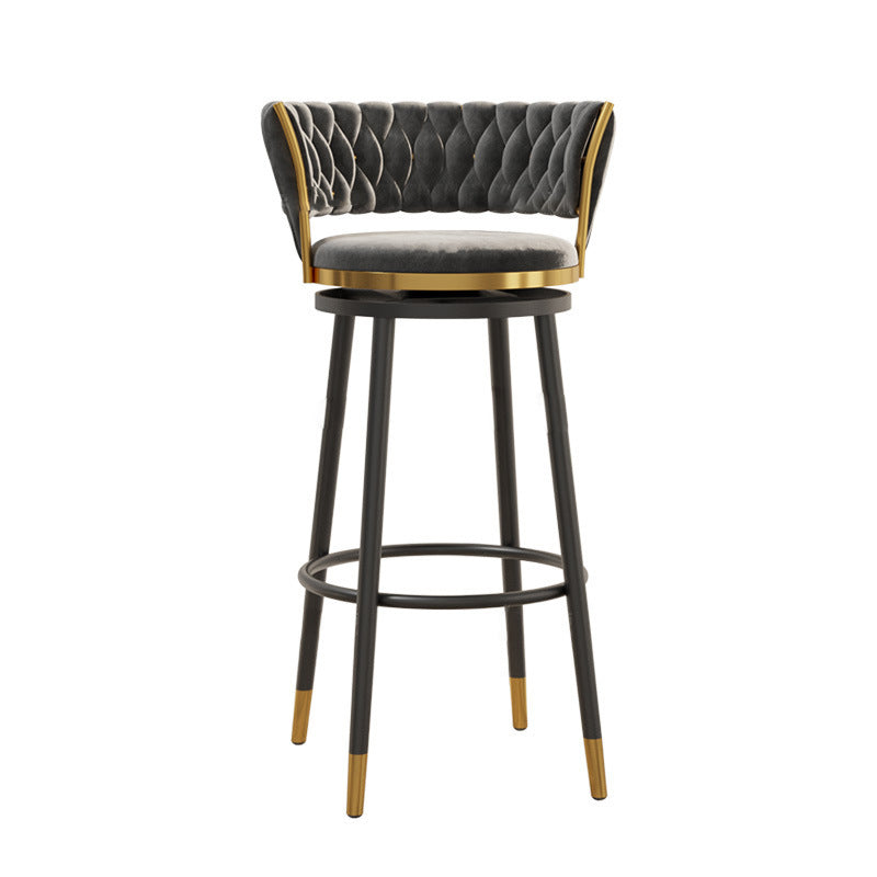 Contemporary Round Velvet Swivel Bar Stool