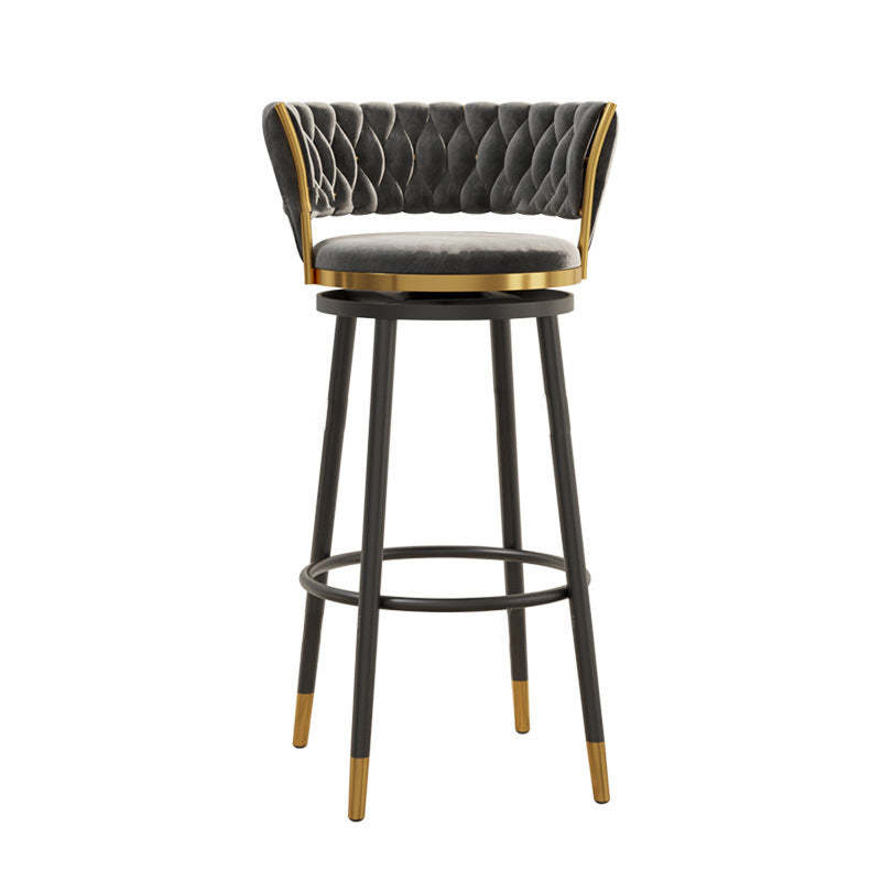 Contemporary Round Velvet Swivel Bar Stool