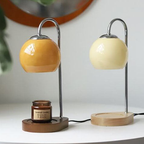 Modern Solid Wood Candle Spherical Melting Wax Table Lamp