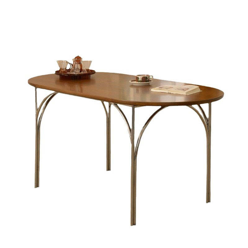 Vintage Pine Ash Wood Elliptical Dining Table For 4