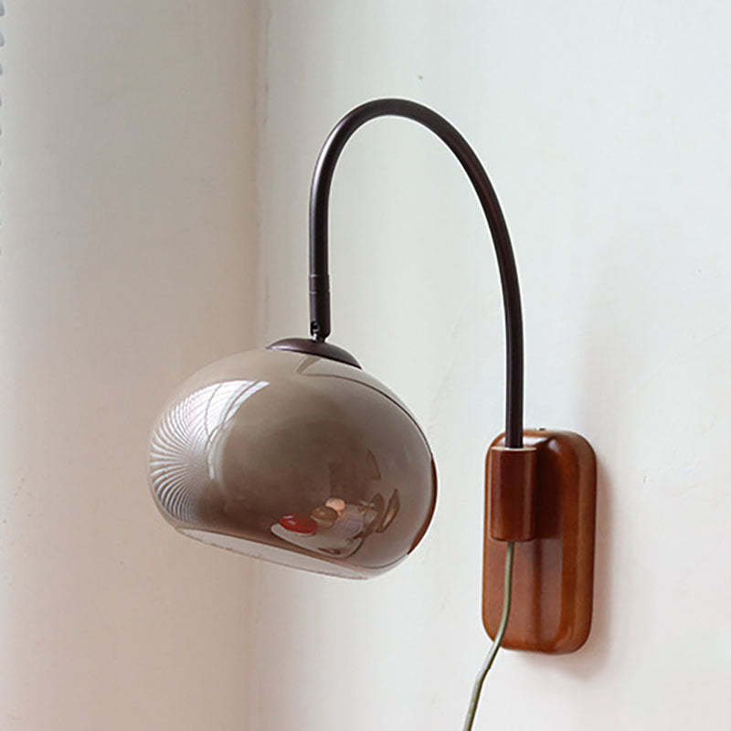 European Minimal Glass Solid Wood Sconce