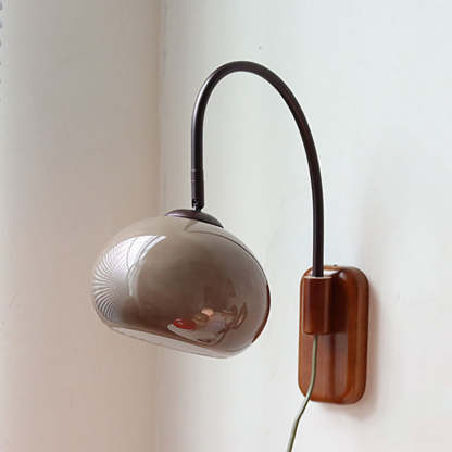 European Minimal Glass Solid Wood Sconce
