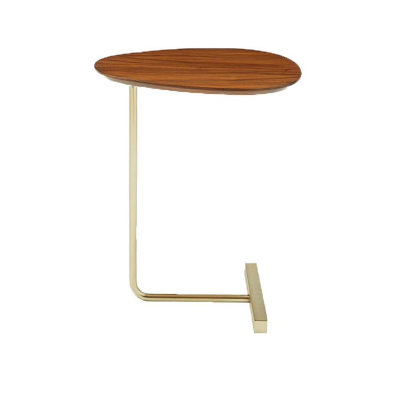 Contemporary Oval Wood Iron 2-Tier End Table