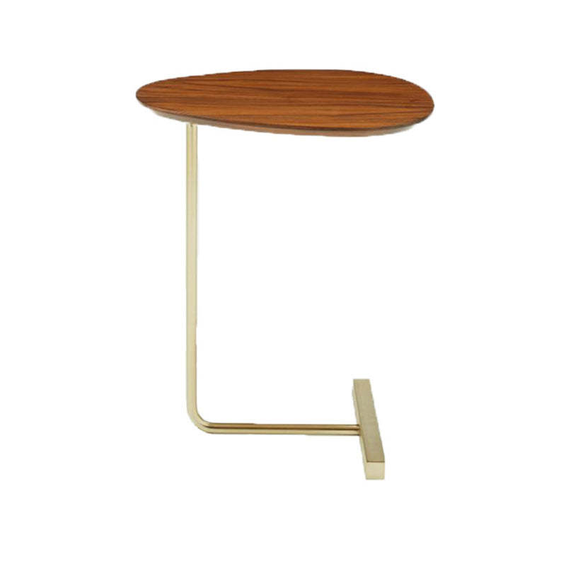 Contemporary Oval Wood Iron 2-Tier End Table